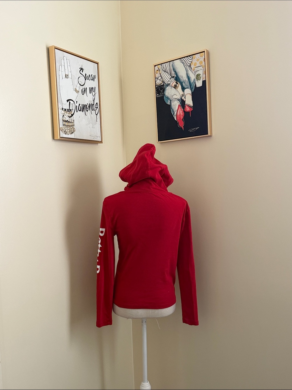 Betty Boop Red Long Sleeve Hoodie with Cherry Graphic - Picture 8 of 12